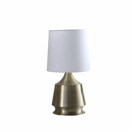 ORE INTERNATIONAL 14 in. Ellis Metal Table Lamp - Antique Brass & White HBL2110